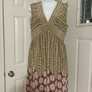 Anna Sui for Anthropologie Silk V-Neck Dress Size 8